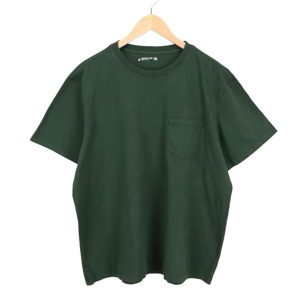 NWOT American Giant Men's 100% Cotton Pocket Tee Green Moss Size 2XL